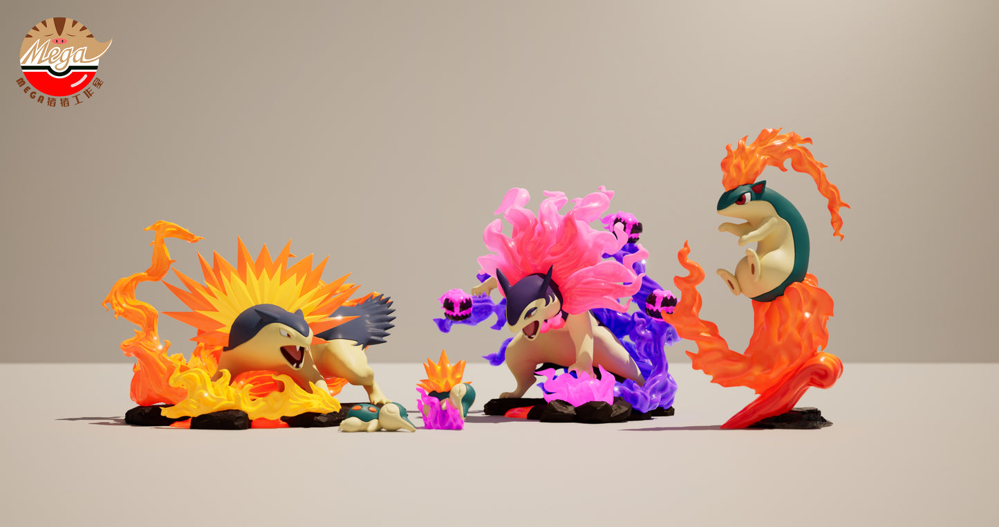 [PREORDER CLOSED] 1/20 Scale World Figure [MEGAZZ] - Cyndaquil & Quilava & Typhlosion & Hisuian Typhlosion