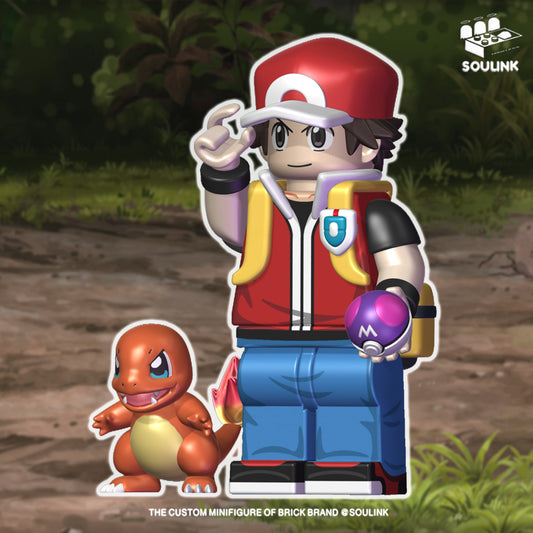 [PREORDER] Pokémon Minifigure [SOULINK] - Red (Adventures) & Charmander & Pikachu