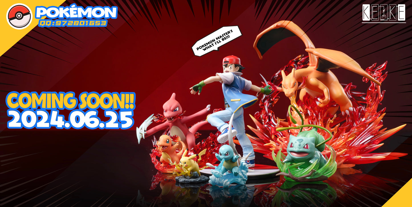 [PREORDER] 1/20 Scale World Figure [KEKE] - Ash Ketchum & Charmander & Charmeleon & Charizard & Bulbasaur & Squirtle & Pikachu