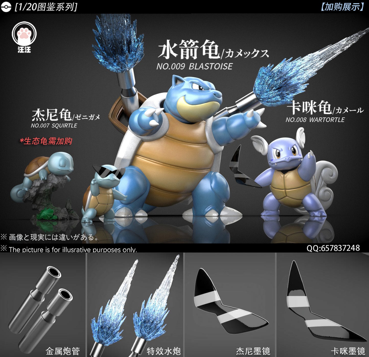 [PREORDER] 1/20 Scale World Figure [WW] - Squirtle & Wartortle & Blastoise
