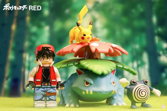 [IN STOCK] Pokémon Minifigure [Liberty Brick] - Red (Adventures) & Venusaur & Pikachu & Poliwhirl