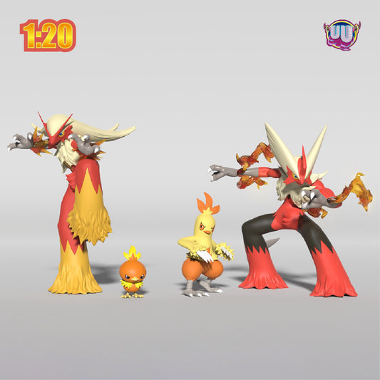 [PREORDER] 1/20 Scale World Figure [UU] - Torchic & Combusken & Blaziken & Mega Blaziken