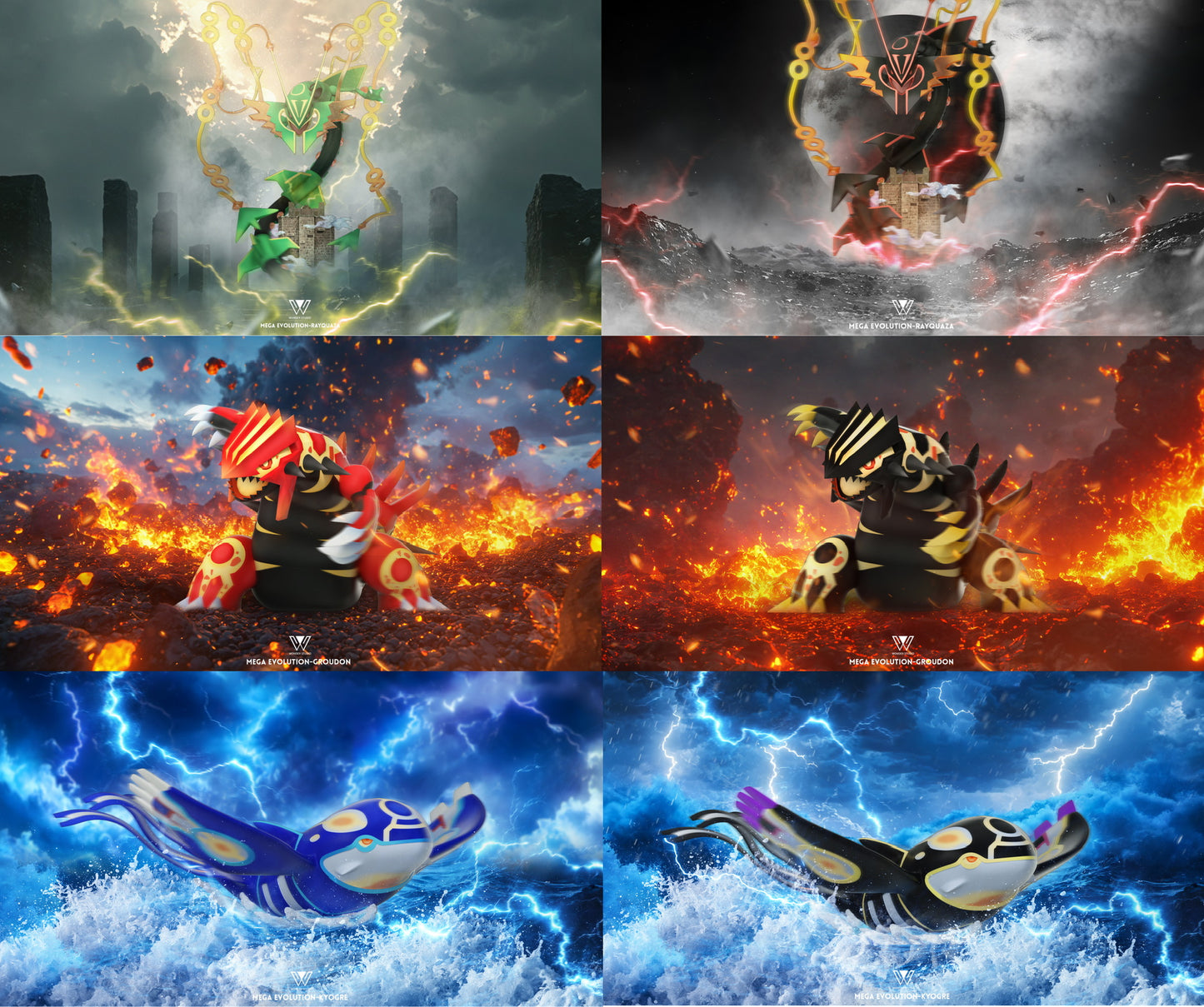 [PREORDER] 1/20 Scale World Figure [WONDER] - Mega Rayquaza & Primal Groudon & Primal Kyogre