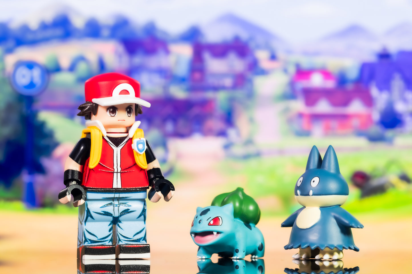 [IN STOCK] Custom Designed Minifigure [Liberty Brick] - Red (Adventures) & Bulbasaur & Munchlax