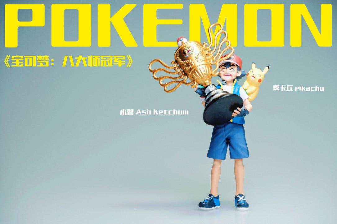 [IN STOCK] 1/20 Scale World Figure [BQG] - Ash Ketchum & Pikachu & World Champion Trophy