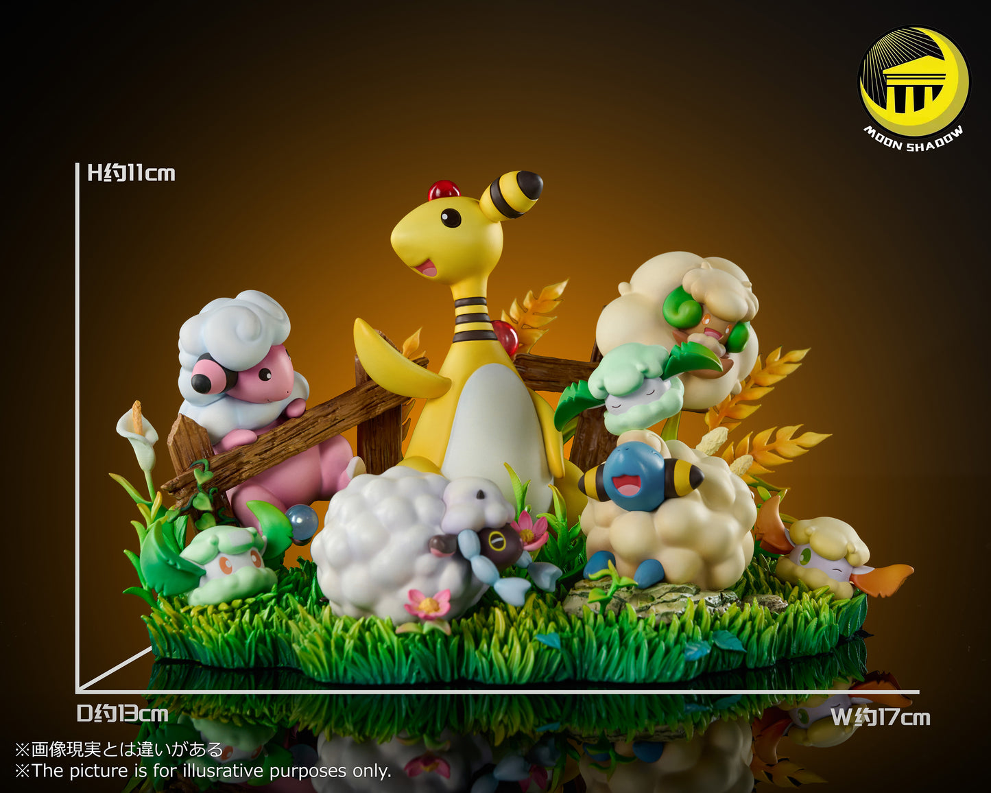 [PREORDER] Mini Statue [MOON SHADOW] - Mareep & Flaaffy & Ampharos & Cottonee & Whimsicott & Wooloo