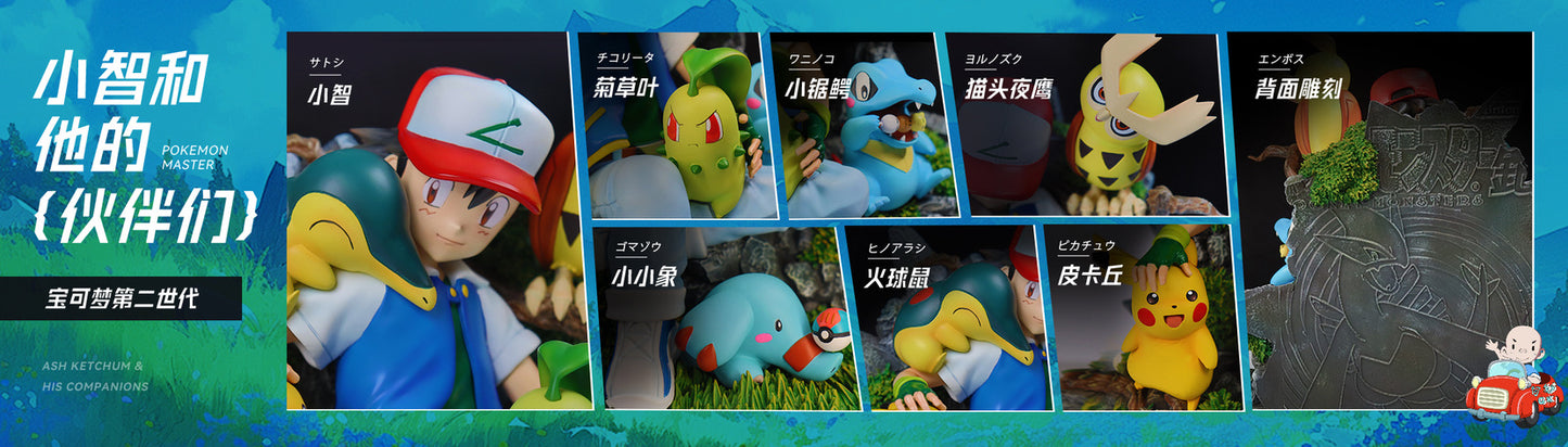 [PREORDER] Statue [WASP] - Ash Ketchum & Pikachu & Chikorita & Cyndaquil & Noctowl & Phanpy