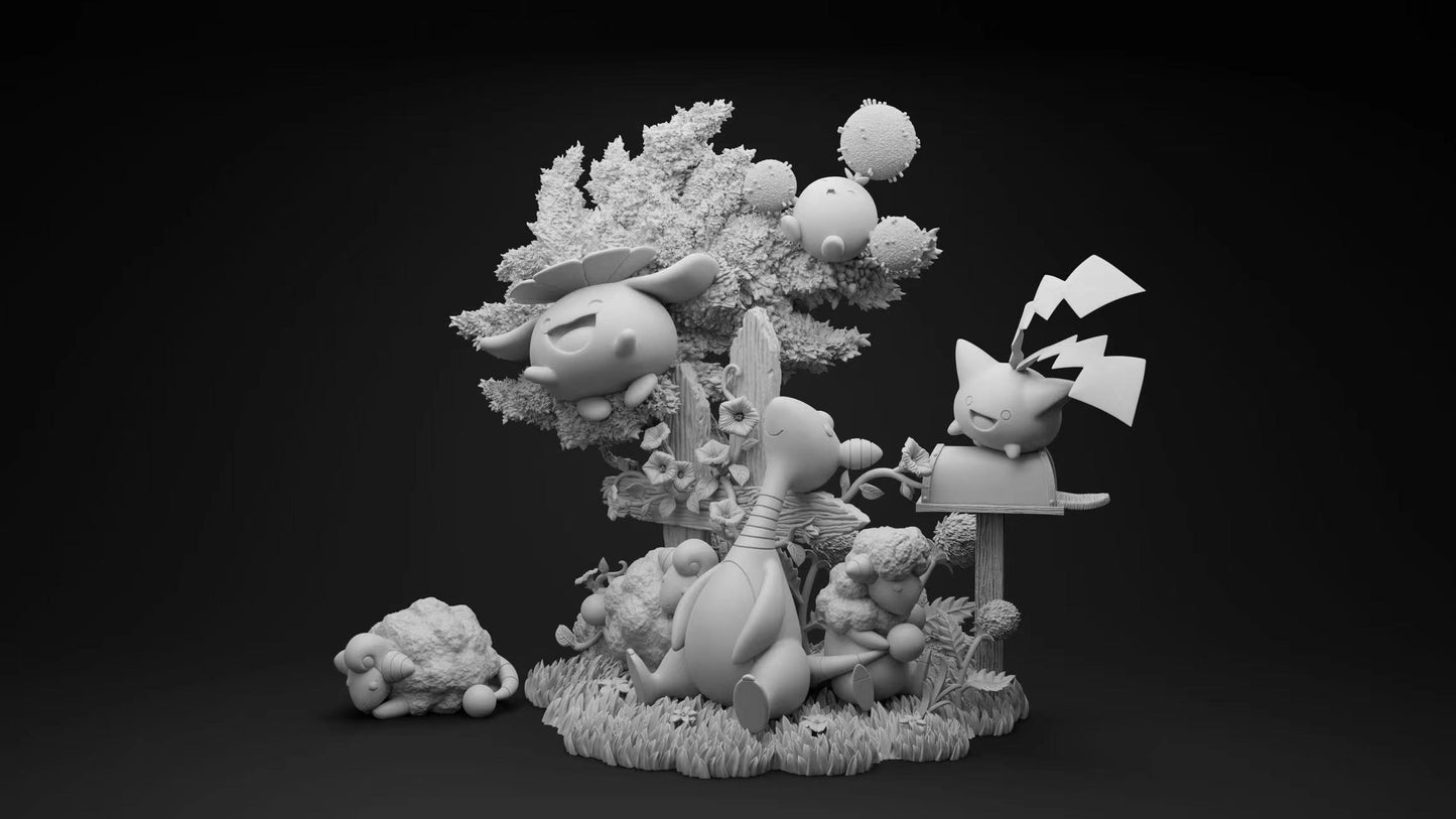 [PREORDER] 1/20 Scale World Figure [DM] - Sleeping Mareep & Flaaffy & Ampharos & Hoppip & Skiploom & Jumpluff