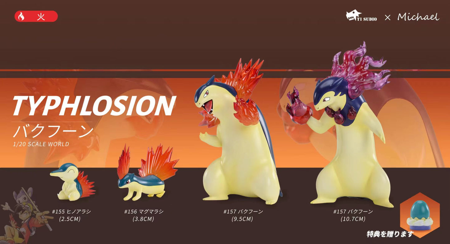 [PREORDER CLOSED] 1/20 Scale World Figure [T1] - Cyndaquil & Quilava & Typhlosion & Hisuian Typhlosion
